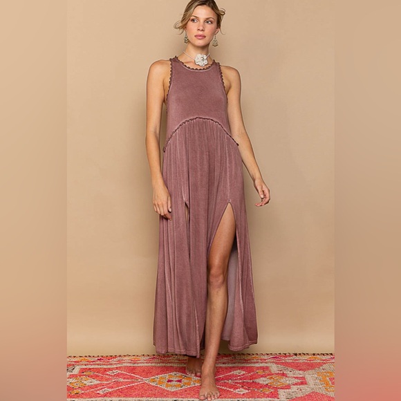 Baby Doll Side Slit Cut Out Maxi Dress - POL - Picture 2 of 5